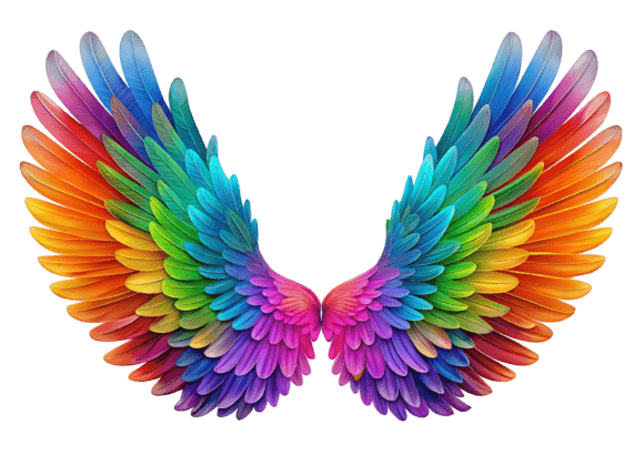 3D Avatar Rainbow Pride Wings PNG
