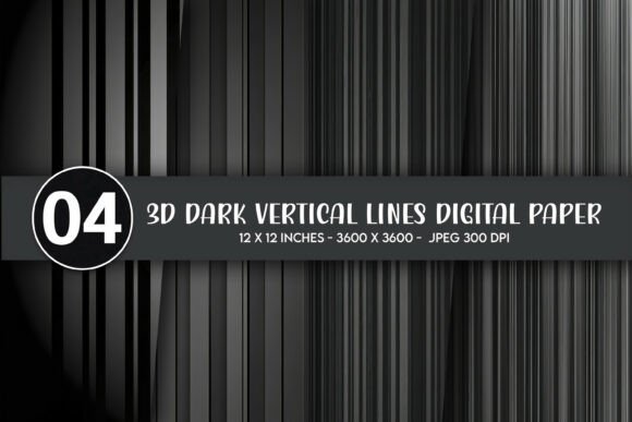 3D Dark Vertical Lines Digital Paper: Elevating Your Creative Projects with Depth and Texture