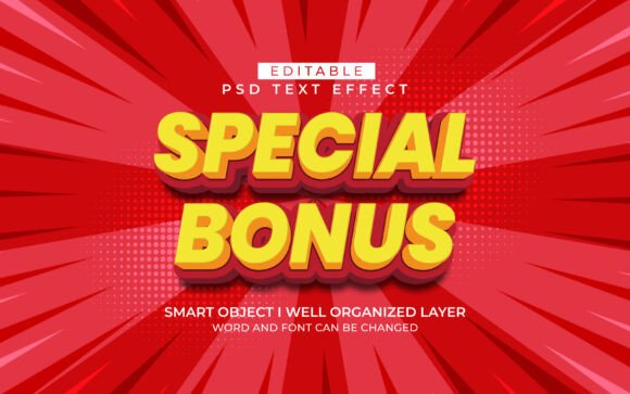 3D Editable Bonus Text Effect PSD