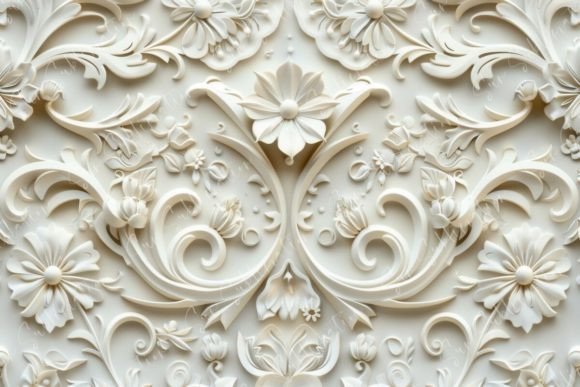 3D Floral Relief Wallpaper
