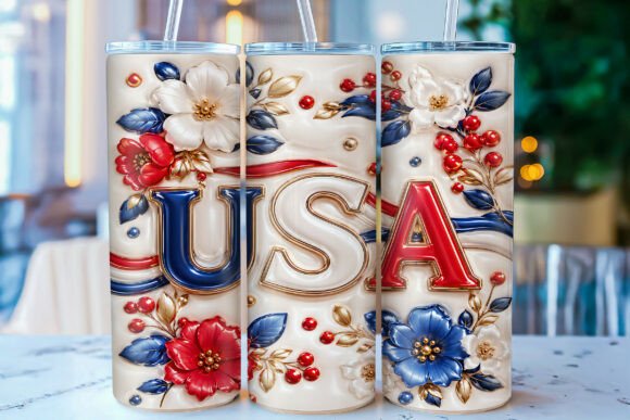 3D Inflated USA Patriotic Tumbler Wrap