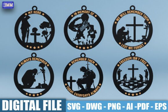 3D Military Memorial Ornament SVG DXF