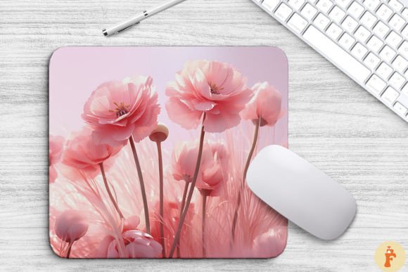 3D Pink Flowers Mouse Pad Design: Elevate Your Workspace with Elegant Sublimation Art