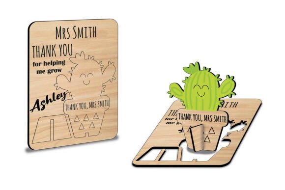 3D Pop-up Teacher Gift Cactus Card SVG