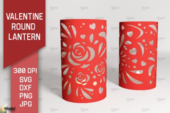 3D Valentine Round Lantern Paper Cut