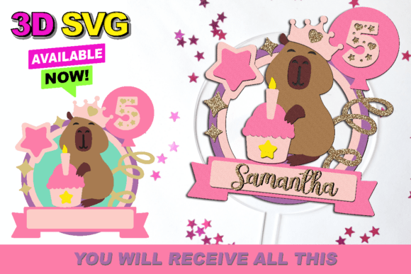 Capybara Shaker Cake Topper 3D SVG
