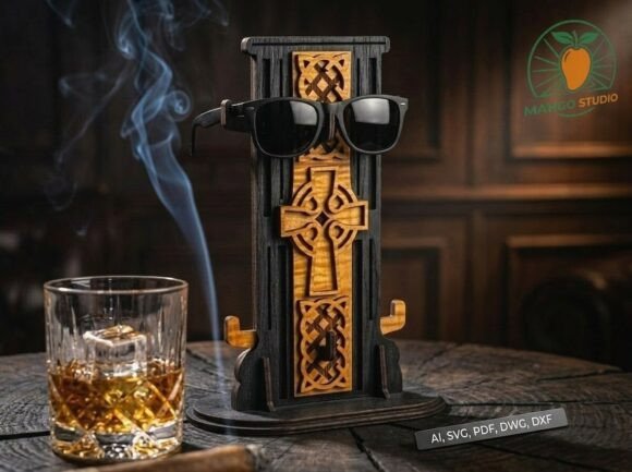 Celtic Cross 3D Double Glasses Stand