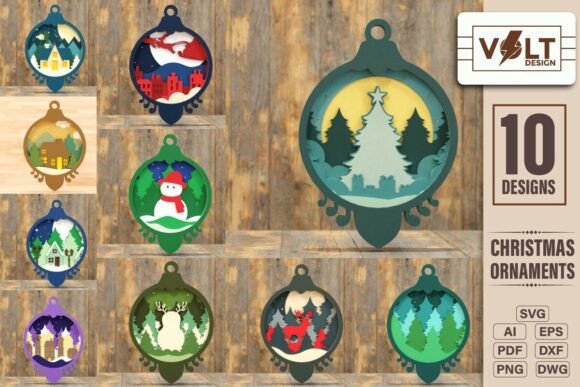 Christmas Ornament 3D SVG BUNDLE of 10