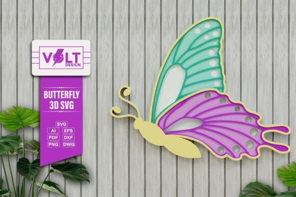 Cute Butterfly 3D SVG Multilayered