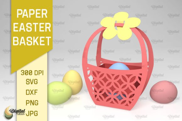 Elevating Seasonal Branding with 3D Easter Basket Paper Cut. Easter SVG