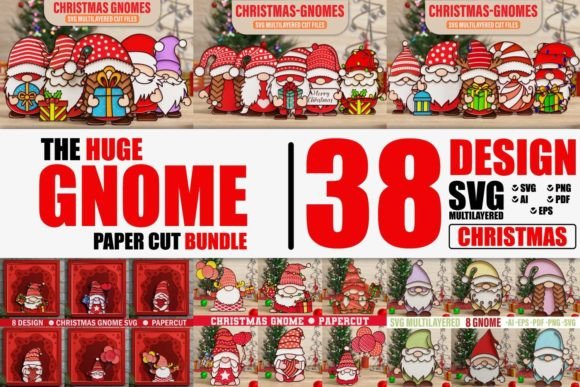 Huge Christmas Gnome 3D SVG BUNDLE