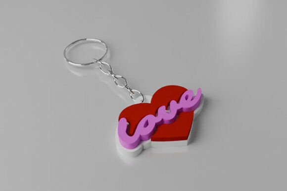 Love Heart Charm Keychain 3d Stl Print