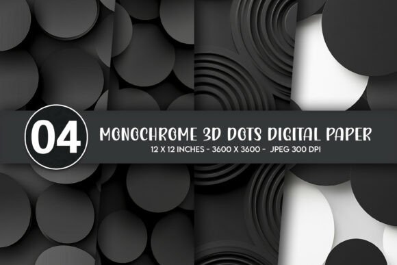 Monochrome 3D Dots Digital Paper