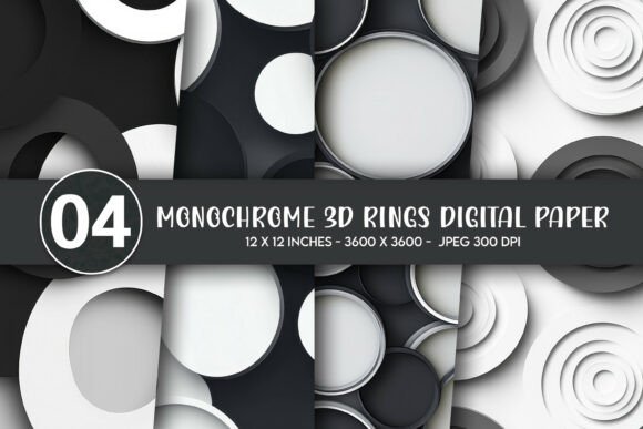 Monochrome 3D Rings Digital Paper: A Strategic Asset for Minimalist Design and Brand Cohesion