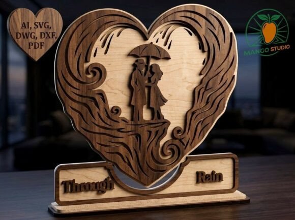 Through the Rain 3D Layered Heart