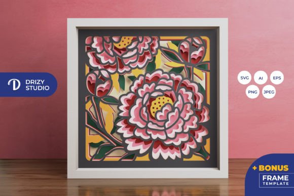 Transforming Paper into Depth: The Art of the Peony Flowers 3D Shadow Box
